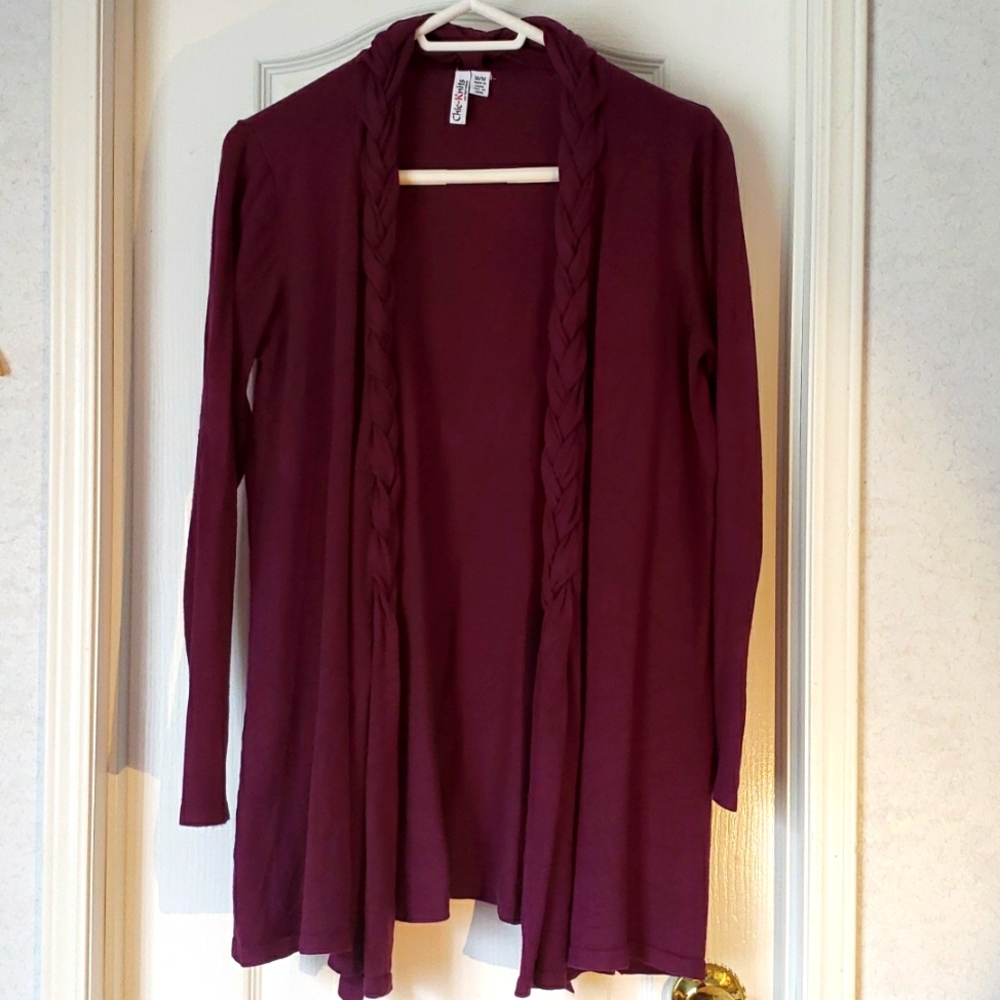 Wine colored, mid thigh length, Sweater